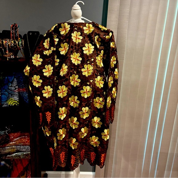 VTG African Nigeria Dashiki Kaftan Top Shirt and Pant Men & Womens Lace - Picture 2 of 9